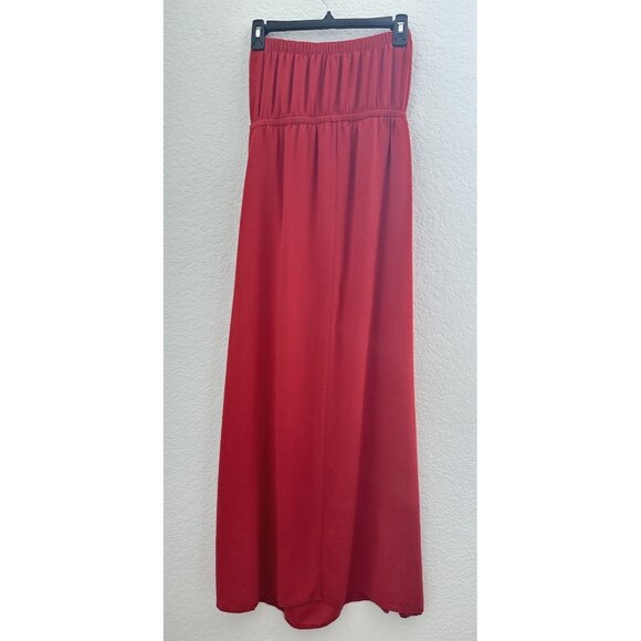 Papaya Strapless Maxi Dress Size M Crimson Red Embroidered Boho Charm Peasant - Picture 4 of 12